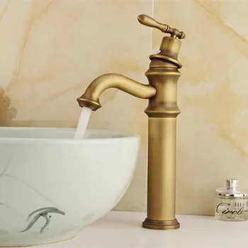 

Free shipping Antique bathroom basin sink faucet with single handle solid brass basin faucet of bronze bathroom water faucet