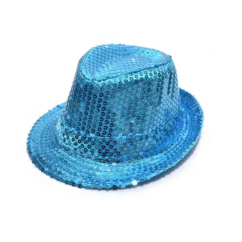 

Cool canvas fashion suitable for performance party sequin design children's fedora panama hat black