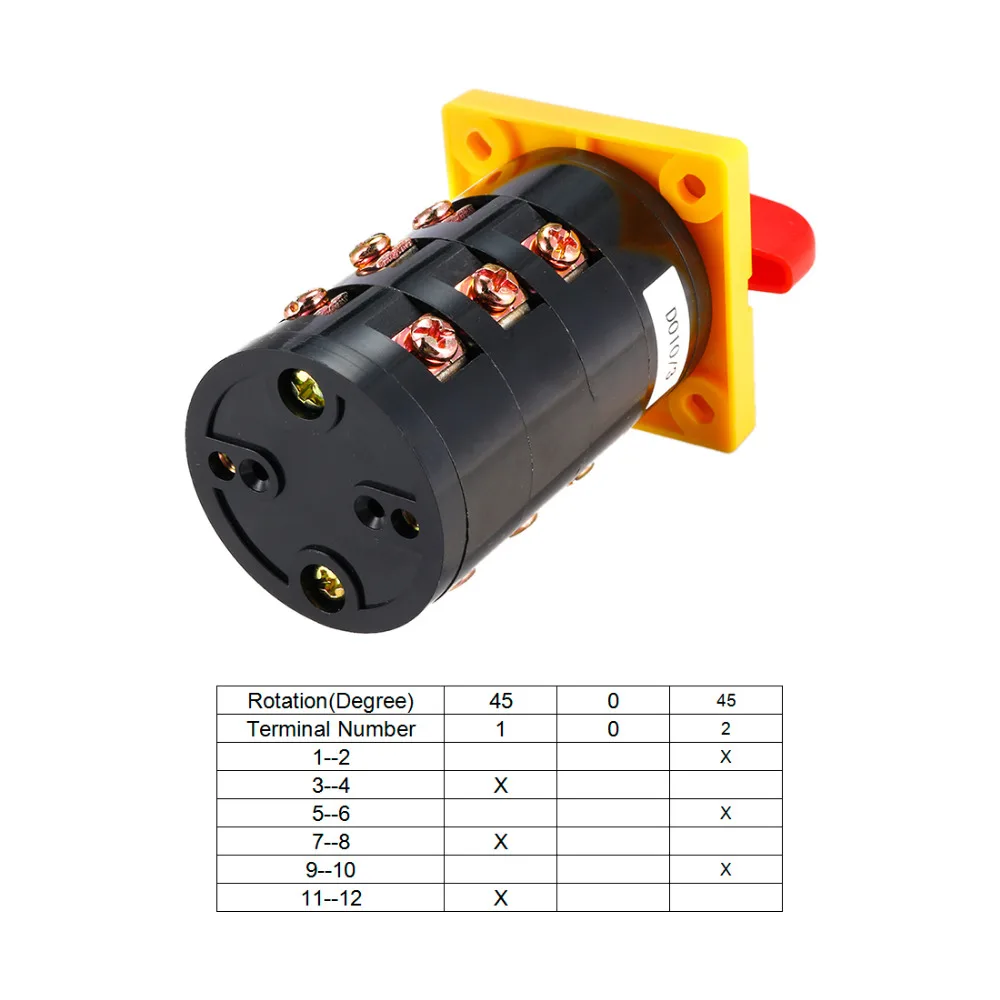 

Changeover Switch 2/3/5 Position Rotary Selector Cam Switch Panel Mount 4/12/16/20/24 Terminals Latching Ue AC380V Ith 10A 1PCS