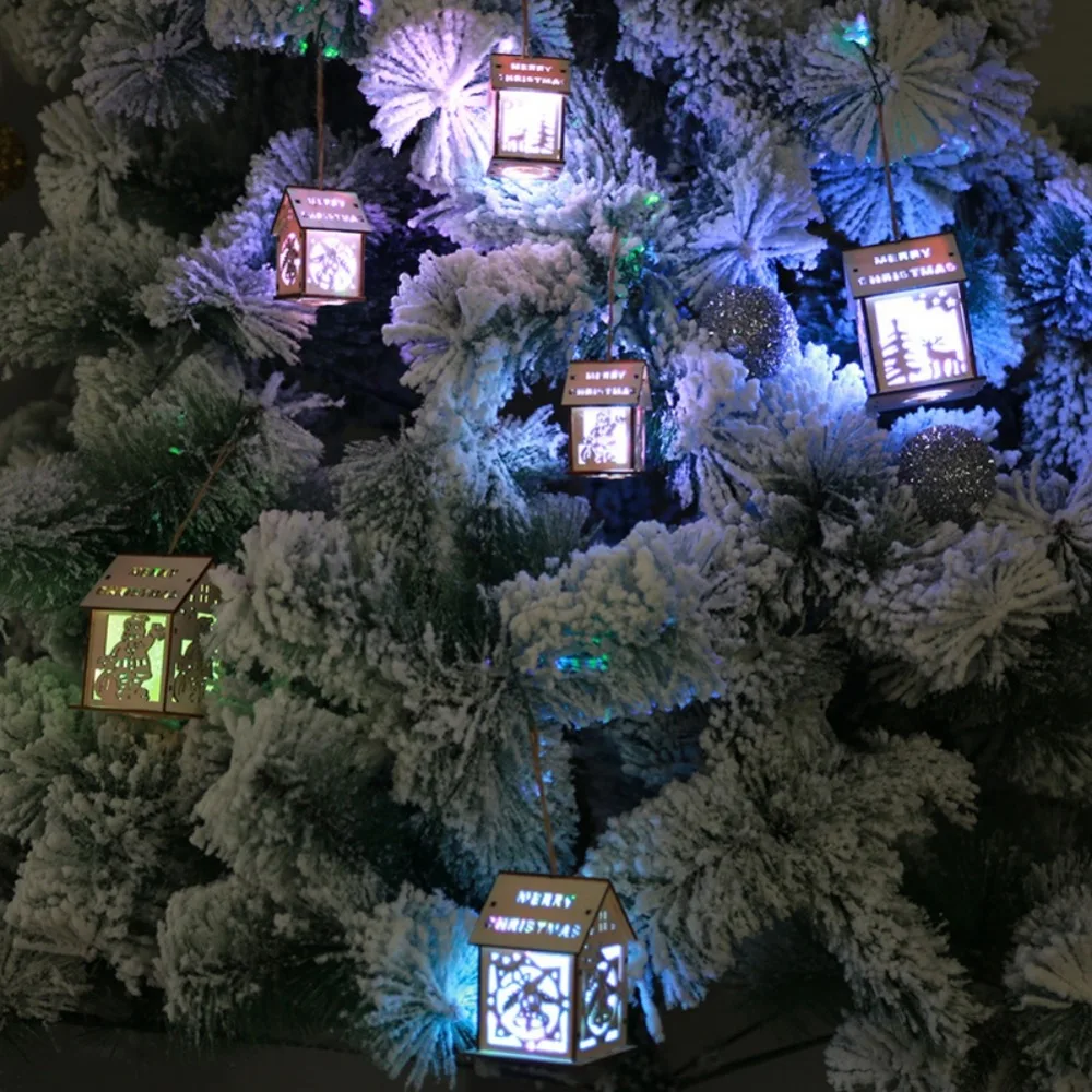 7-Цвета светодиодный деревянный дом с веревкой для крытый для отдыха и вечеринок Декор световой Рождественская елка висячие украшения