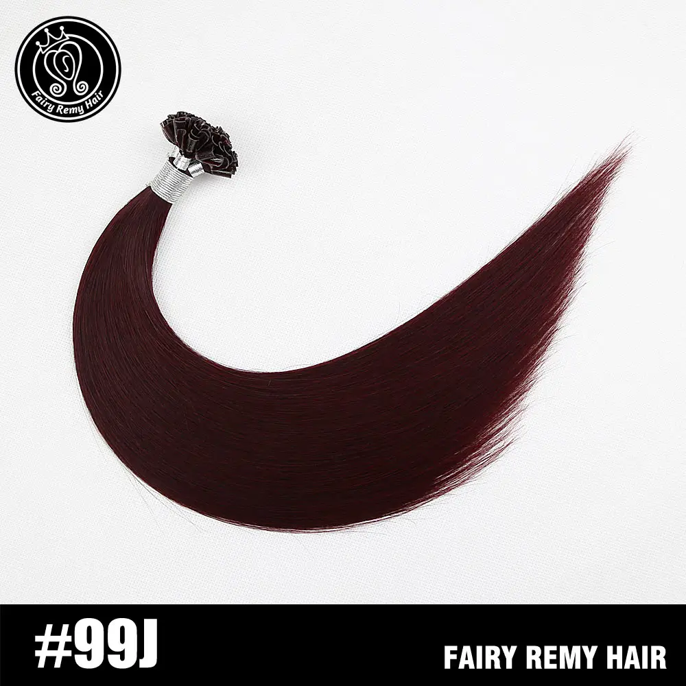 Сказочные волосы remy, 1 г/локон, 16 дюймов, настоящие человеческие волосы Remy Fusion для наращивания, кератиновые Натуральные Цветные пряди волос, капсулы 50 г/ПАК - Цвет: # 99J