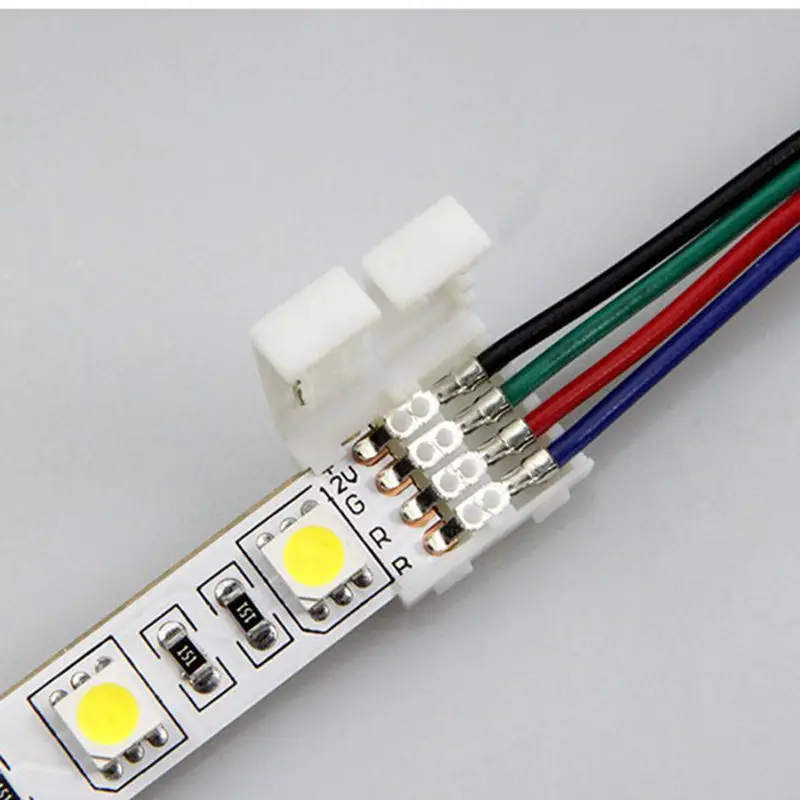 Happyskymall 10Pcs Dual End Connector 2-Conductor Extend Connecting Cable Solderless Welding Cable Wire for 10mm Wide PCB SMD 5050 RGB Color Led Strip Light