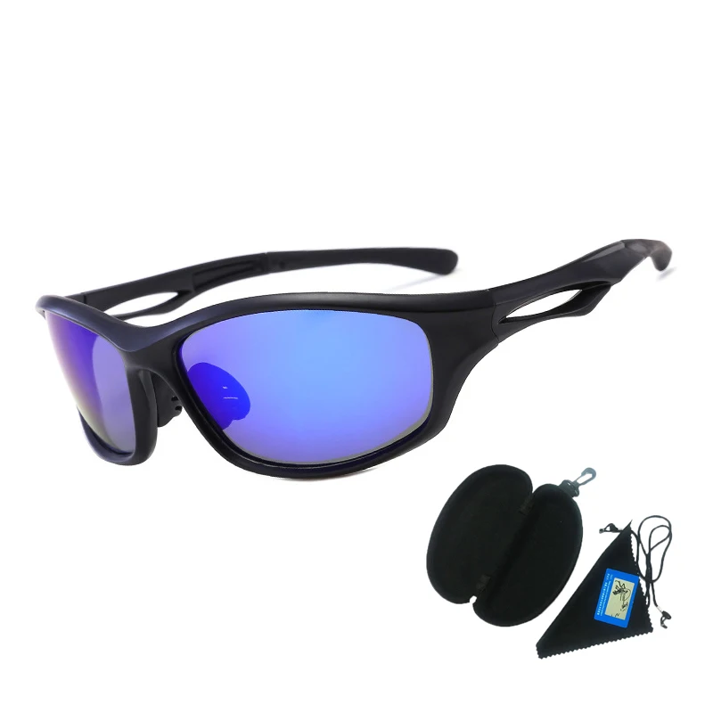 Солнцезащитные очки для рыбалки, поляризационные спортивные очки для кемпинга, пешего туризма, вождения велосипеда, велоспорта, очки для мужчин и женщин, очки для рыбалки - Цвет: Black Blue