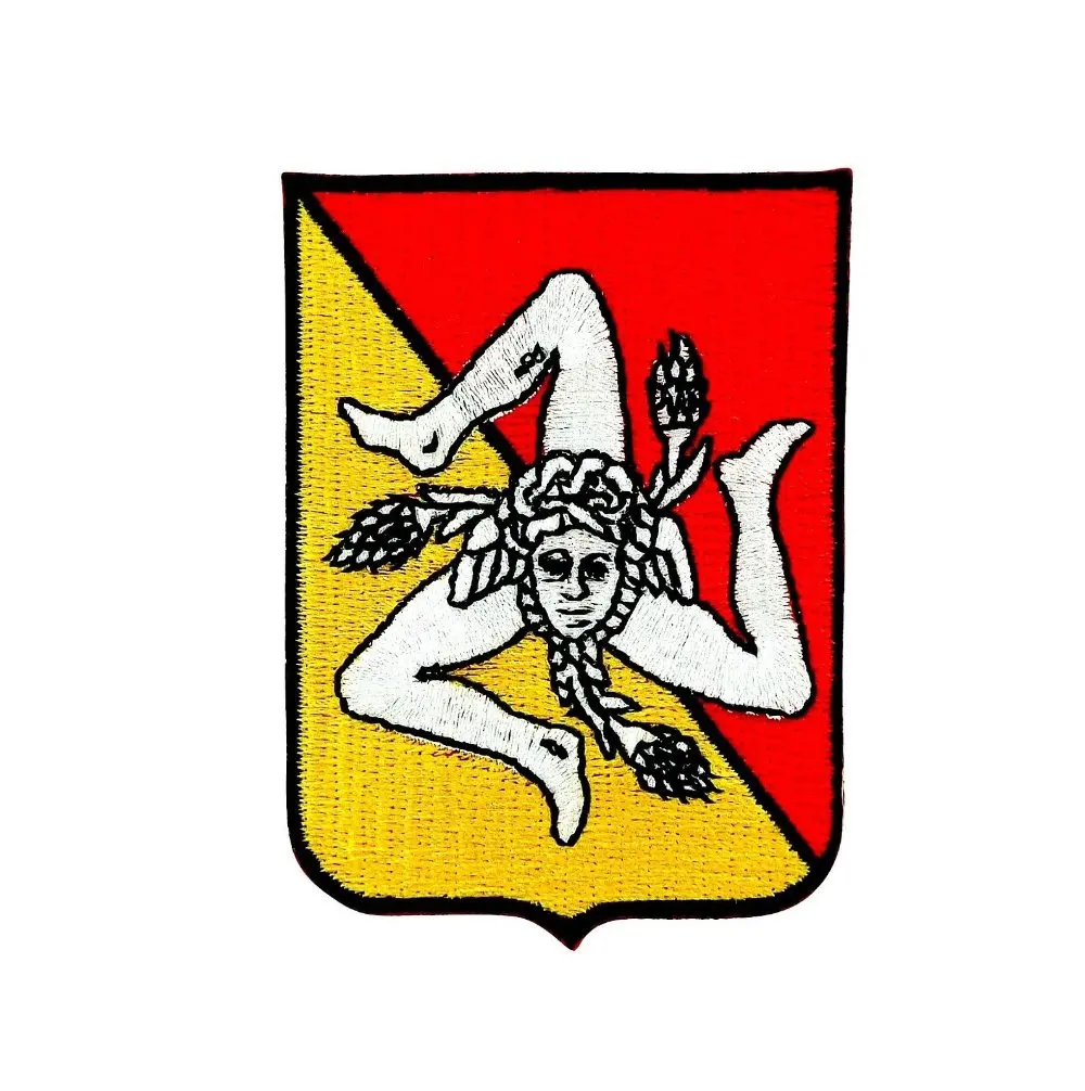 

Patch toppe toppa ricamate termoadesiva bandiera sicilia trinacria scudetto