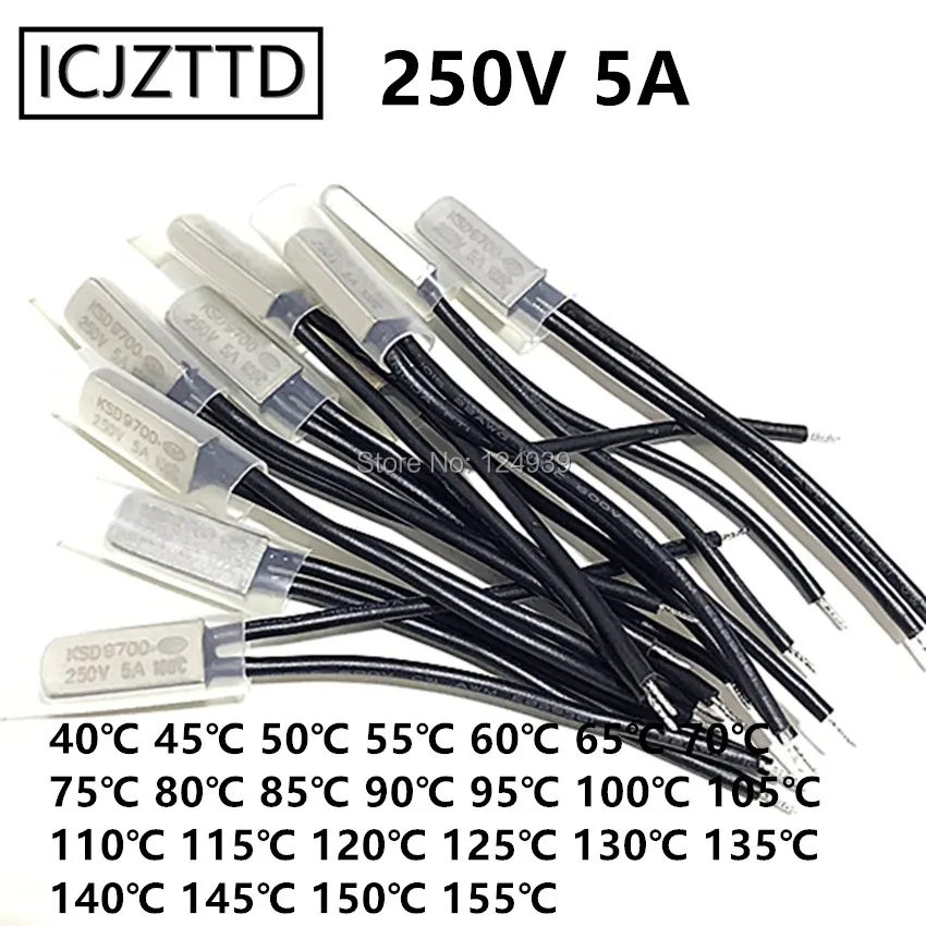 250V 5A 5 Pcs KSD9700 Bimetal Temperature Switch Thermostat Control 130°C N.O