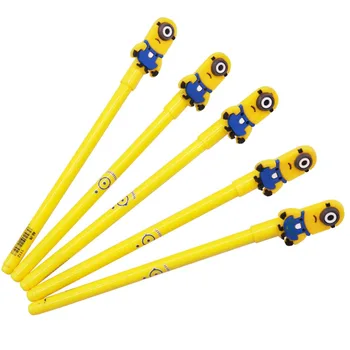 

36 pcs Silicone Cute Little Yellow Man Gel Pen Signature Pen Cartoon Pen Tip 0.38MM Black Ink Student School Office Stationery