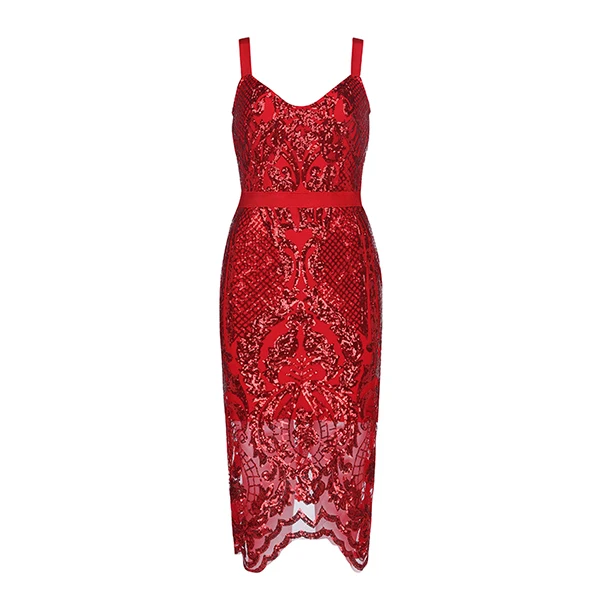 Новое летнее платье женское сексуальное без рукавов блестки ремень повязка платье красное Vestidos De Fiesta вечеринка Bodycon Club платье - Цвет: Красный