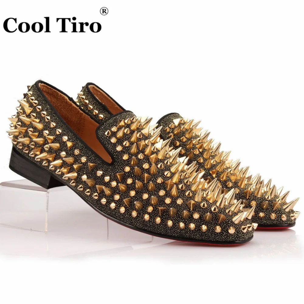 gold spikes Loafers (1)