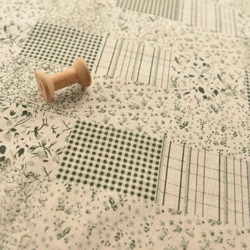 

Pastoral small fresh green floral patchwork printed cotton and linen shirt even length skirt tablecloth door curtain fabric