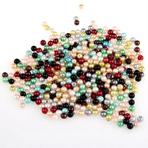 

500 Beautiful Mixed Colour Round glass beads fashion imitation pearls 6mm