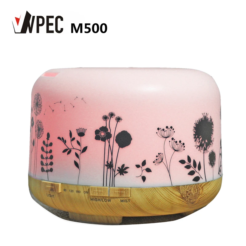 

VVPEC 500ml Fashional Essential Oil Diffuser Aroma Diffuser Ultrasonic Air Humidifier with Wood Grain Electric LED Lights