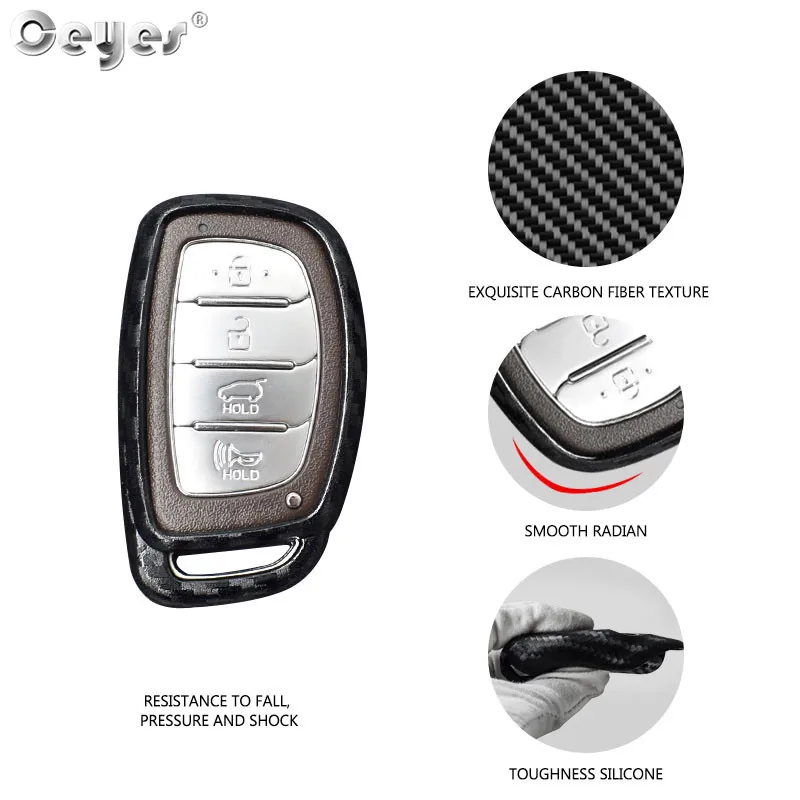 Car Key Shell Carbon Fiber Smart Key Covers For Hyundai Verna Sonata Elantra Tucson