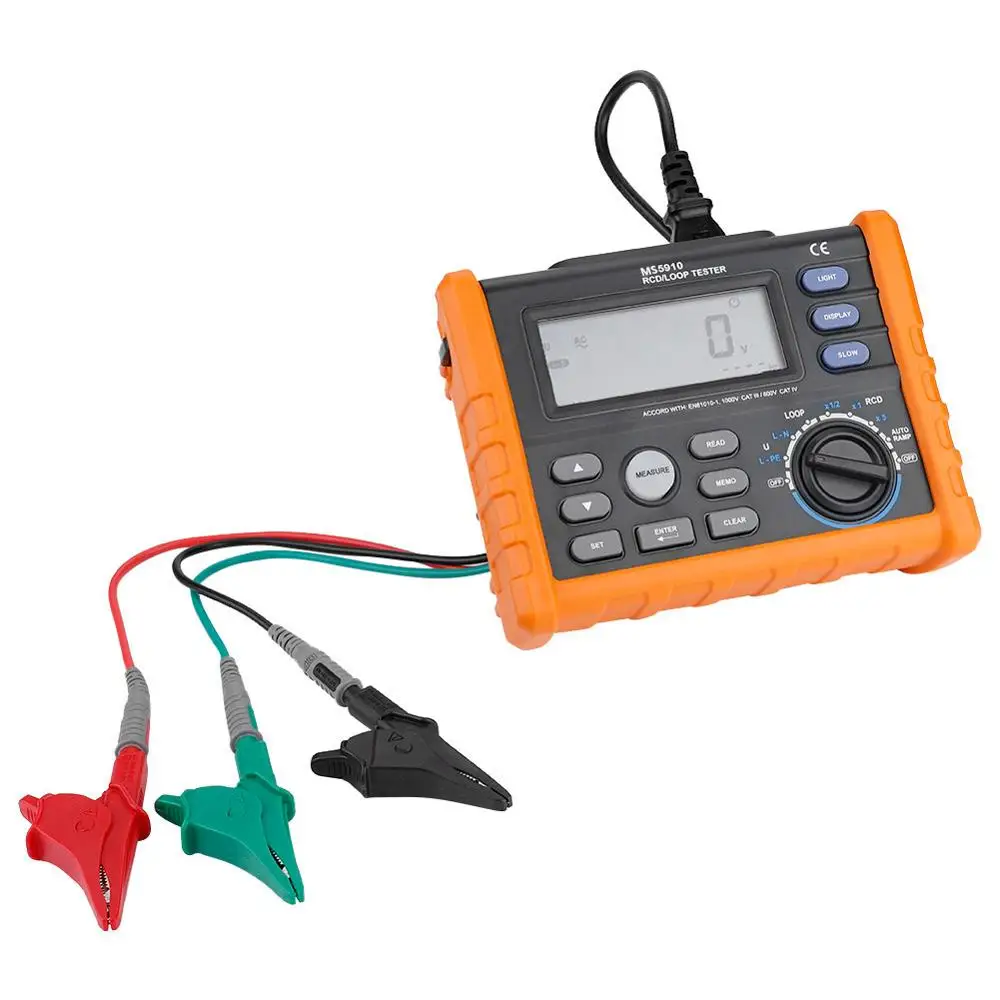 PEAKMETER MS5910 Digital Resistance Meter RCD Loop Resistance Tester Multimeter 45Hz 65Hz Mater
