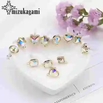 

Simple Rhinestone Butterfly Love Star Ear Nail 10pcs/lot For Earrings Jewelry Making Finding Accessories