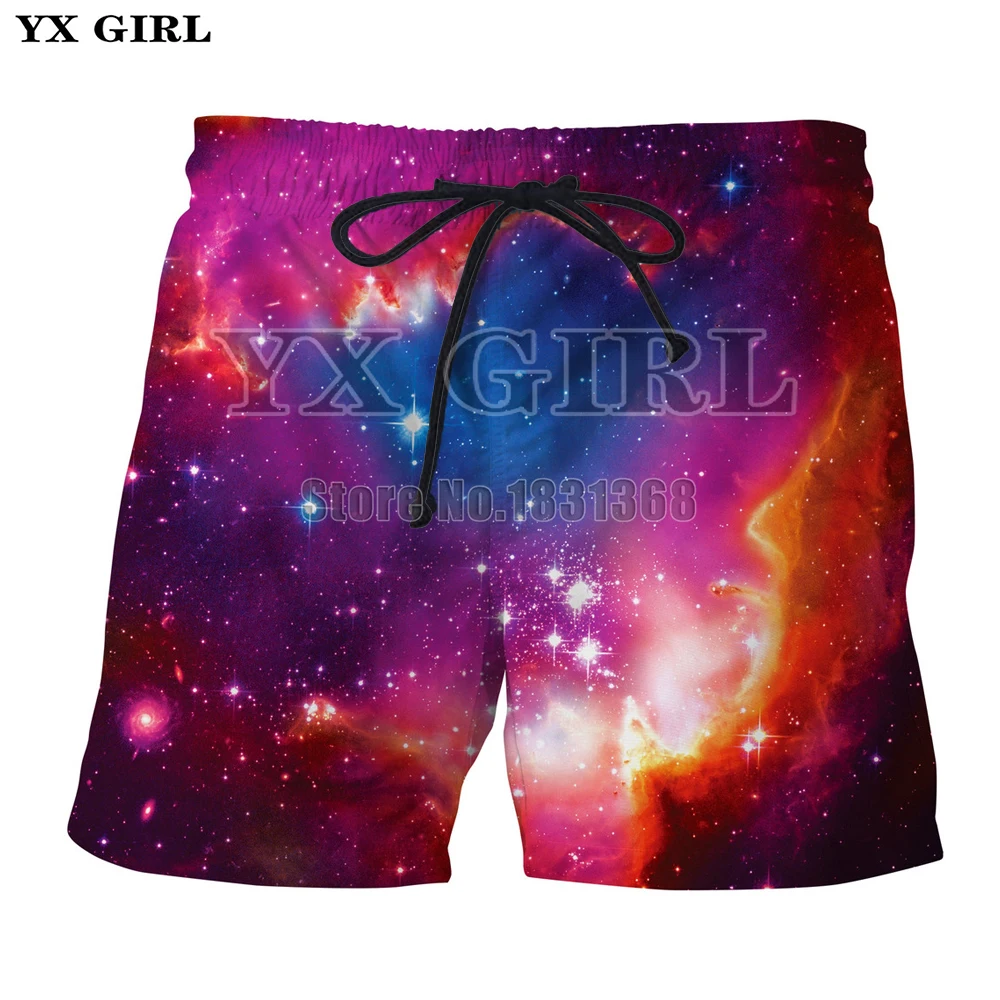 YX девушка Прямая летние новые стильные шорты мужские/женские модные шорты Туманность звездное небо принт 3d Повседневные Шорты