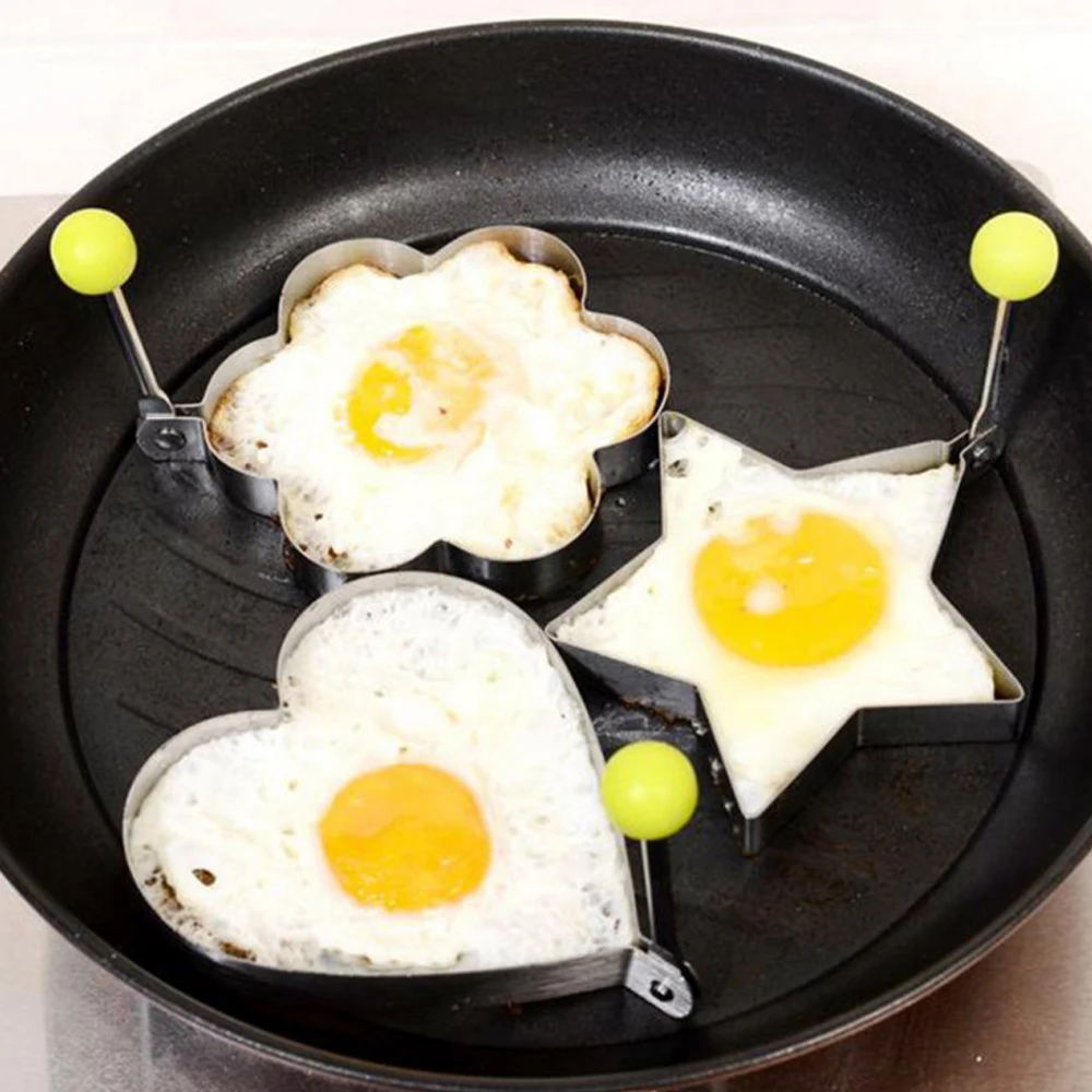 

Stainless Steel Egg Mold Omelette Egg Frying Mould Love Flower Round Star Molds 4Pcs/set