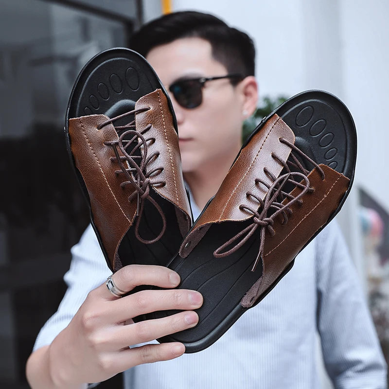 

JMaiou Men Slippers 2019 Summer Mens Shoes Casual Breathable Beach Sandals Slippers Home Slipper Fashion Outdoor cool Flats C4