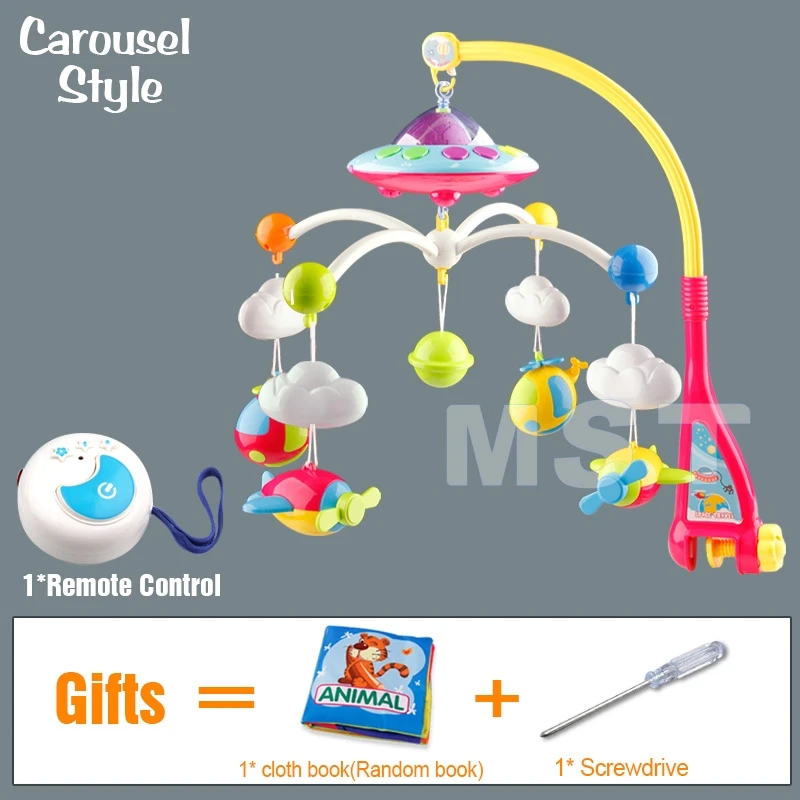 Детские игрушки 0-12 месяцев детская кроватка Мобильная музыкальная кровать колокольчик Висячие погремушки проекция мультяшная книга Игрушки для маленьких мальчиков Развивающие детские игрушки - Цвет: Plane