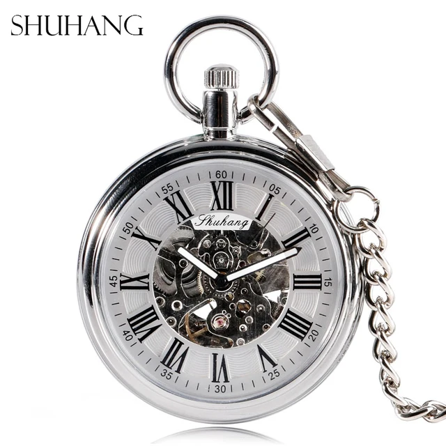 SHUHANG New Mechanic Watch 2017 Men Automatic Self Winding Pocket Watch Silver S SHUHANG New Mechanic Watch 2017 Men Automatic Self Winding Pocket Watch Silver S