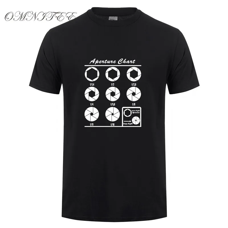 

Aperture Chart T Shirt Summer Men Short Sleeve O-Neck T-shirt Photogrpher Camera Gift Cotton Tee Shirt Homme OZ-046