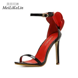 Meilikelin модные, пикантные женские туфли на каблуке Босоножки с ремешком на застежке летние простые аппликации женская обувь черный US5-9