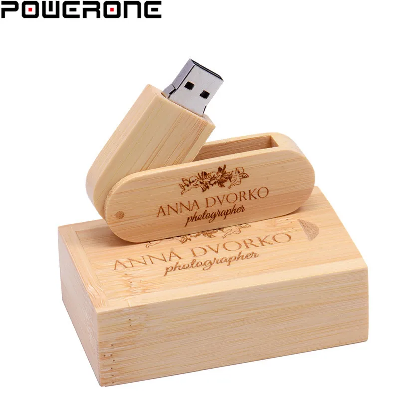 

POWERONE ( 10 PCS free LOGO) Wooden USB+ box USB Flash Drive pendrive 64GB 16G 32GB Memory stick for photography wedding gift