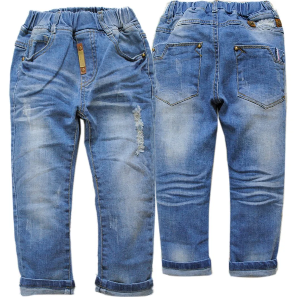 5904 kids jeans boys jeans elastic waist spring autumn hole pants