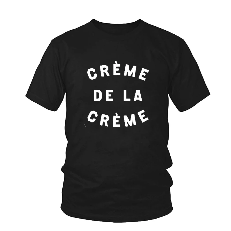 CREME DE LA женская футболка с буквенным принтом цвет белый черный хлопковая