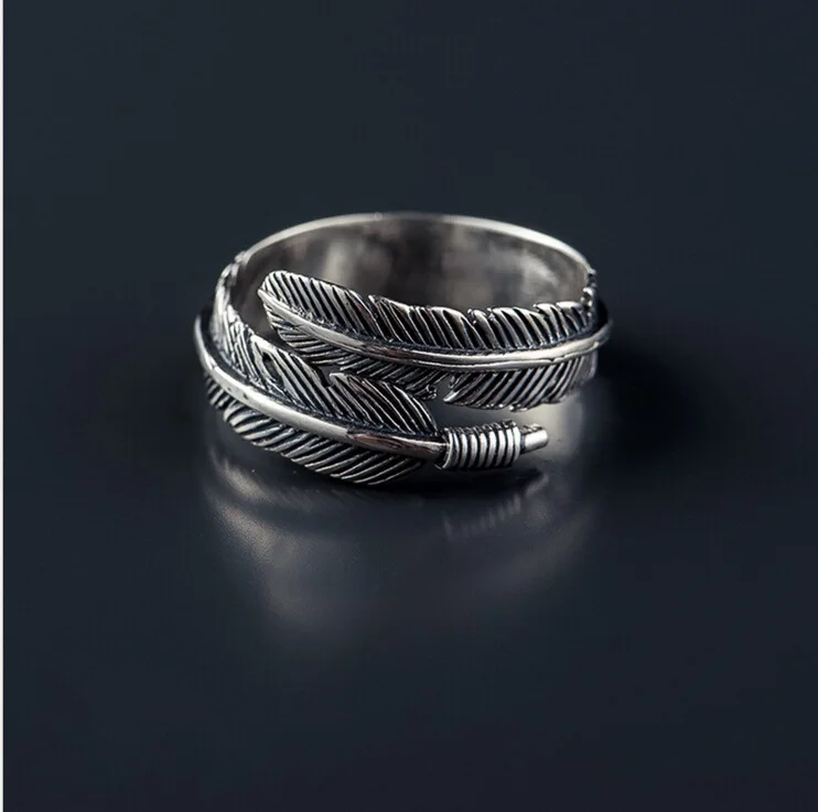 Европейское и американское мужское Открытое кольцо из сплава, геометрическое кольцо с перьями, регулируемое кольцо CRD141