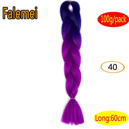 #5 FALEMEI 100 г/упак. 24 дюйма, вязанные косички, волосы, Омбре, два тона, цветные, огромные косички, волосы, синтетические волосы для кукол, вязанные волосы - Цвет: #5