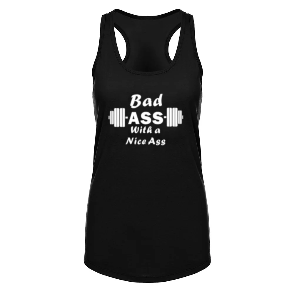 Womens Bad Ass With A Nice Ass Muscle Fitness Workout Racerback Tank