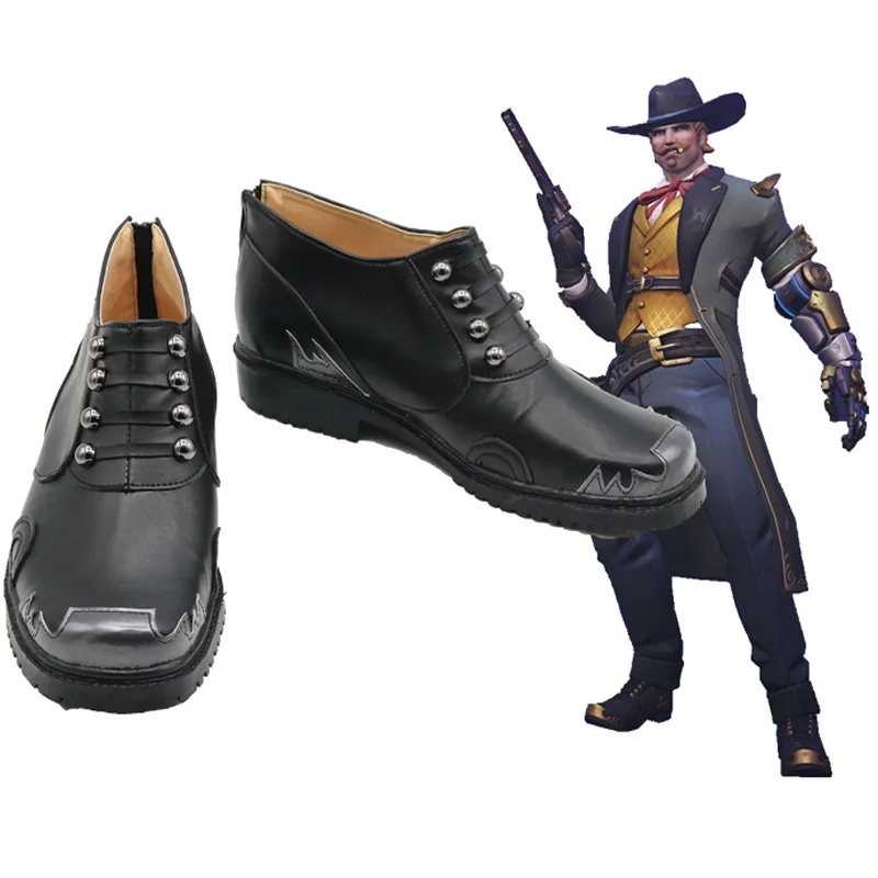 Обувь для костюмированной вечеринки OW Jesse McCree Mystery Man Ботинки на Хэллоуин