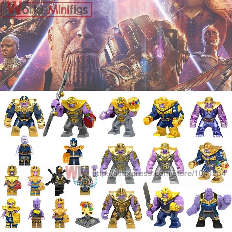 

Single Marvel Big Thanos With Tyrant Knife Infinity Stones Gauntlet s Endgame Building Blcoks Children Gifts Toys