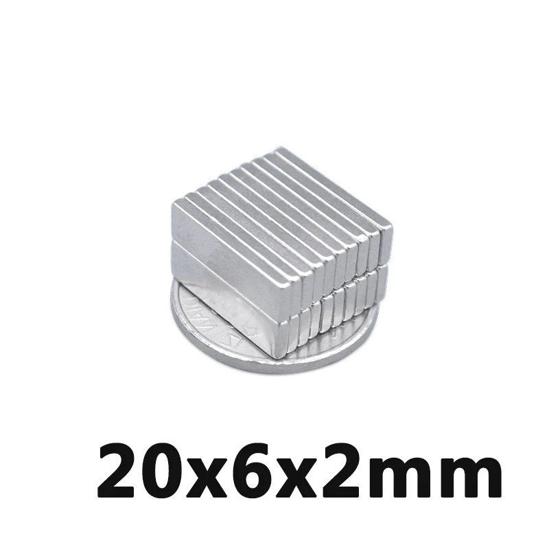 10 шт./лот F 20x6x2 N35 Сильный квадрат NdFeB редкоземельные 20*6*2 мм неодимовые магниты |