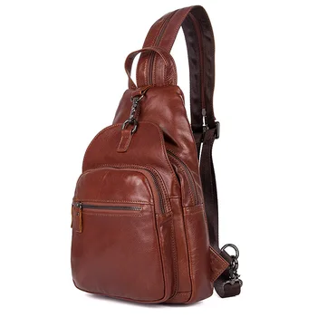 

Nesitu High Quality Black Coffee Genuine Leather Men Women Chest Bags Real Skin Male Female Back pack for Girl M4005