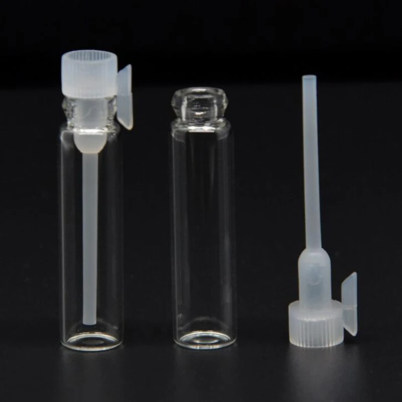 

1ML 2ML Mini Glass Perfume Vials Small Cosmetic Sample Vials Tester Trial Perfume Bottle With Clear Black Stoppers