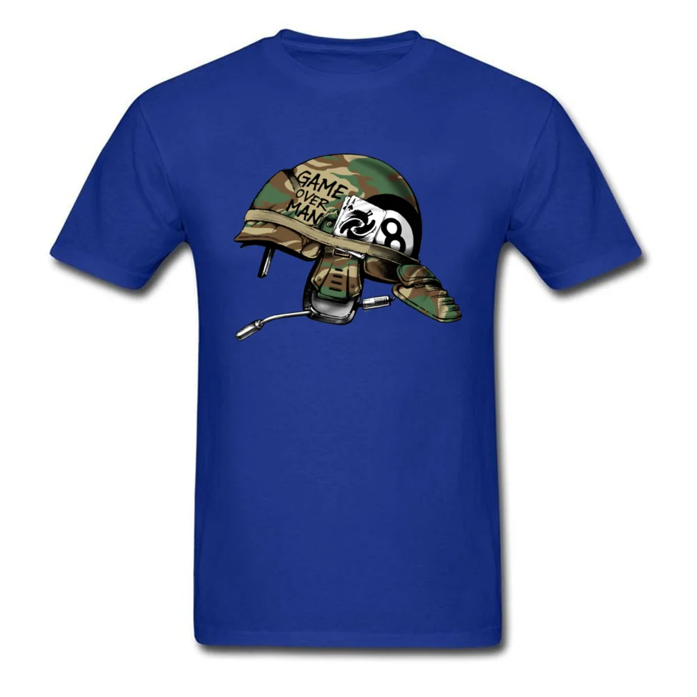 Geek Game Over Man Men's T-shirts Family Summer Fall Short Sleeve O-Neck 100% Cotton Tops Shirt Birthday Tee-Shirt Game Over Man blue