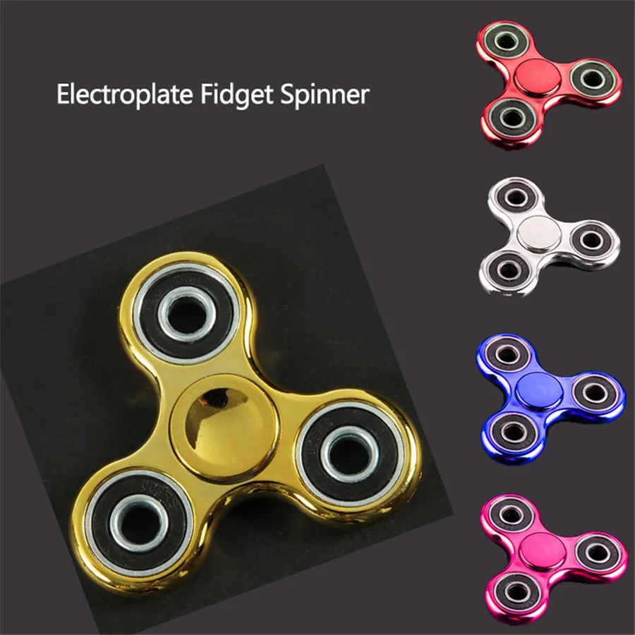 

Spinning Top Fidget Spinner Electroplated Metal Color EDC ABS Hand Spinner Cube Anti Stress Toys To Kid Adult Finger Spiner Gift