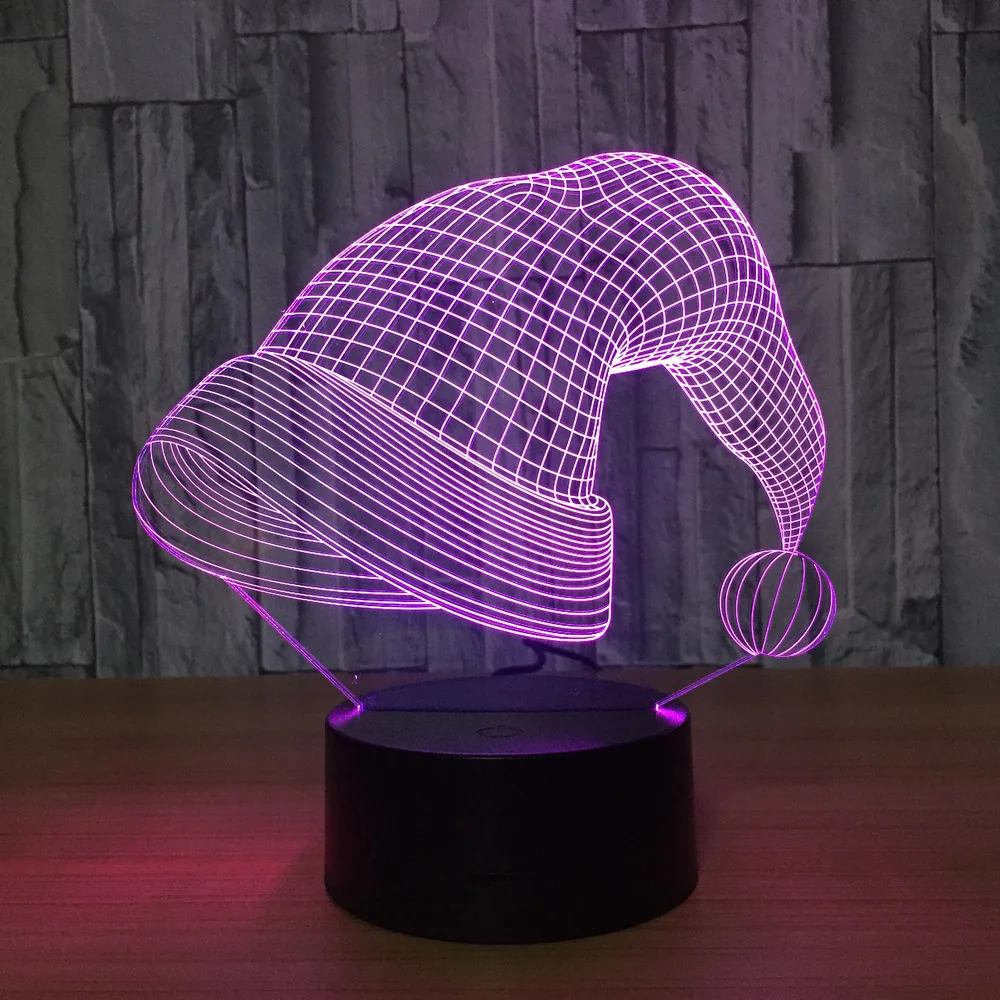

Creative 3d stereo table lamp for Christmas indoor decor energy-saving Lights Christmas hat shape gradient led Night Light