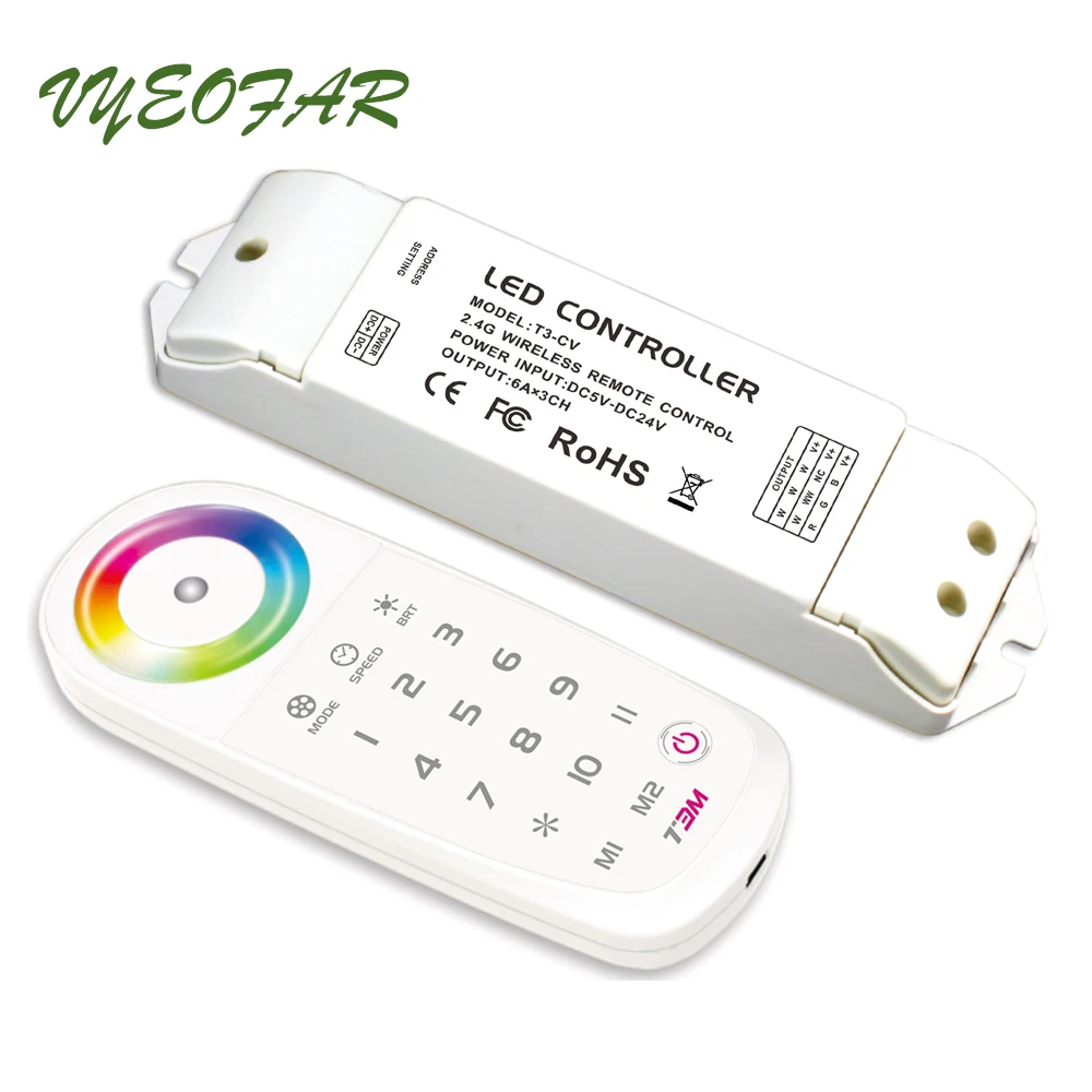 

New ltech T3M LED RGB Strip Controller 12V 2.4G RF Remote LED Strip Panel Lighting T3-CV Wireless RGB Strip Receiver Controller