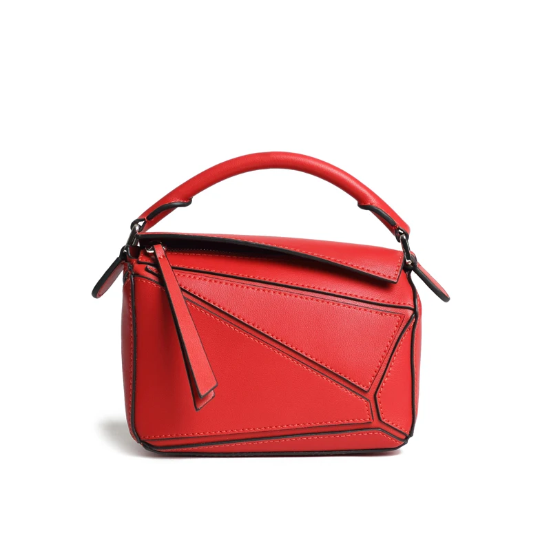 

Genuine Leather 7 Colors Luxury Women Patchwork Designer Handbags Geometry Ladies Shoulder Messenger Bag For Women Sac A Main A5