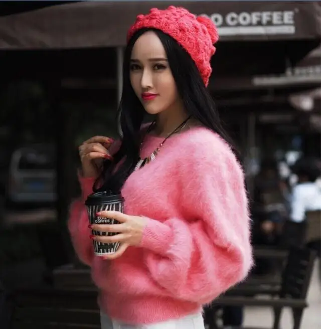 Новые зимние плюшевые норковые кашемировый свитер в Корейском стиле рубашка больших размеров рукав головы утолщение JN263