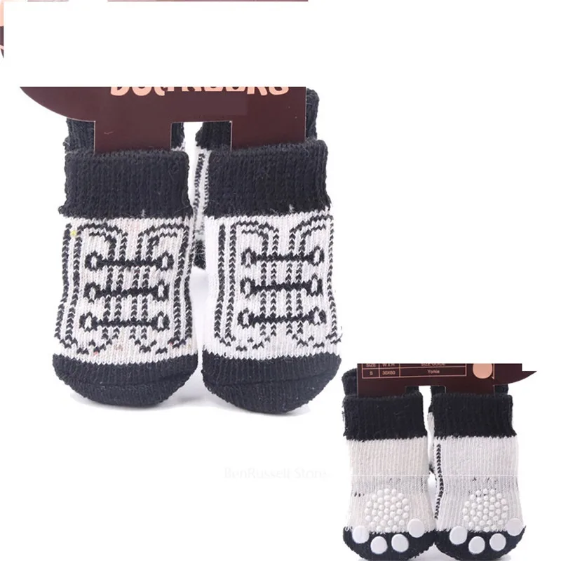 Милые носки для домашних животных, нескользящие носки для плюшевой собаки, носки с пандой, 4 шт., вязаные носки для домашних животных, Нескользящие нескользящие носки - Цвет: 3