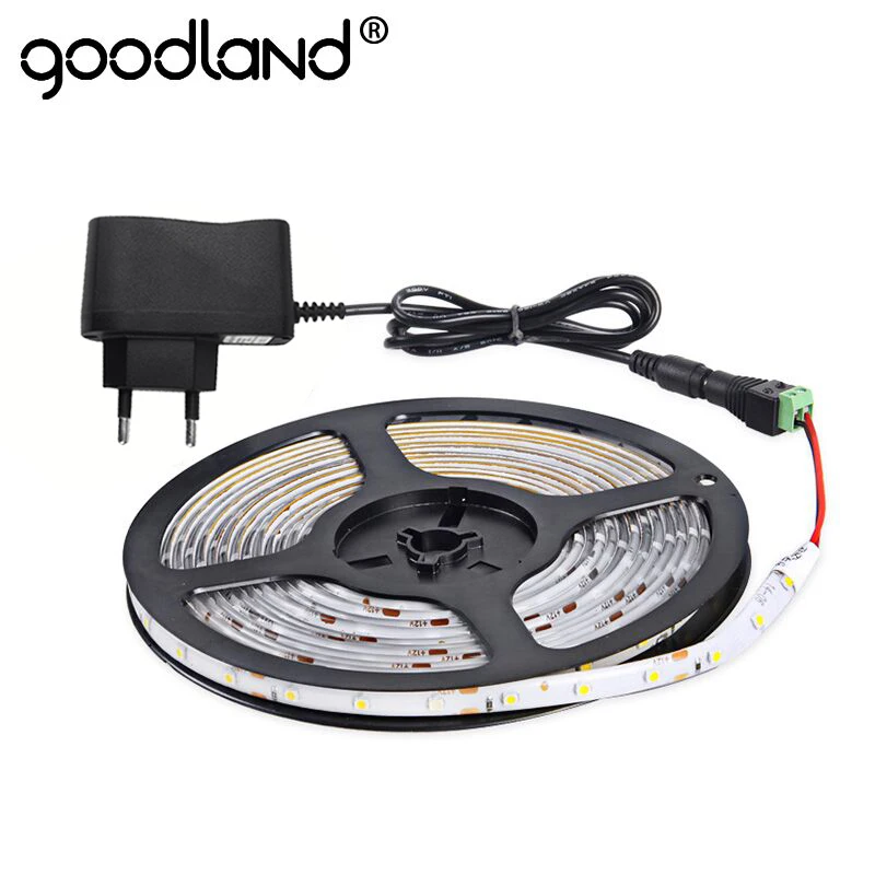 Goodland Светодиодные ленты свет Водонепроницаемый SMD3528 один Цвет 300 светодио дный s 5 м гибкий свет ленты DC12V Питание 2A высокое качество EU/US