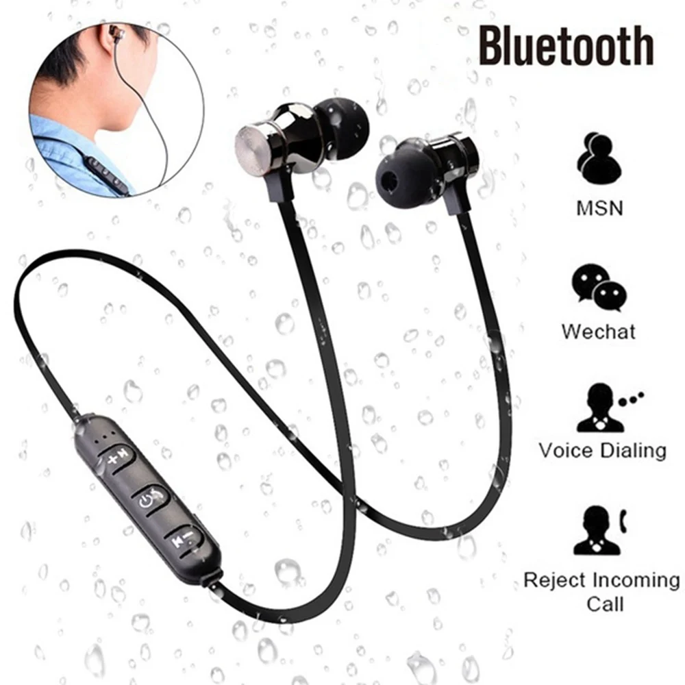 

Magnetic Wireless Bluetooth Earphone Stereo Sports Neckband Headset Waterproof Earbuds Earphone with Mic For iPhone Samsung