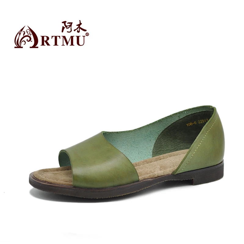 Artmu/оригинальные Простые сандалии с открытым носком удобная женская обувь из натуральной кожи на плоской подошве новые летние сандалии 108-6
