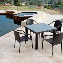 SIGMA Всепогодная плетеная мебель открытый обеденный набор ротанга садовый стол и стулья