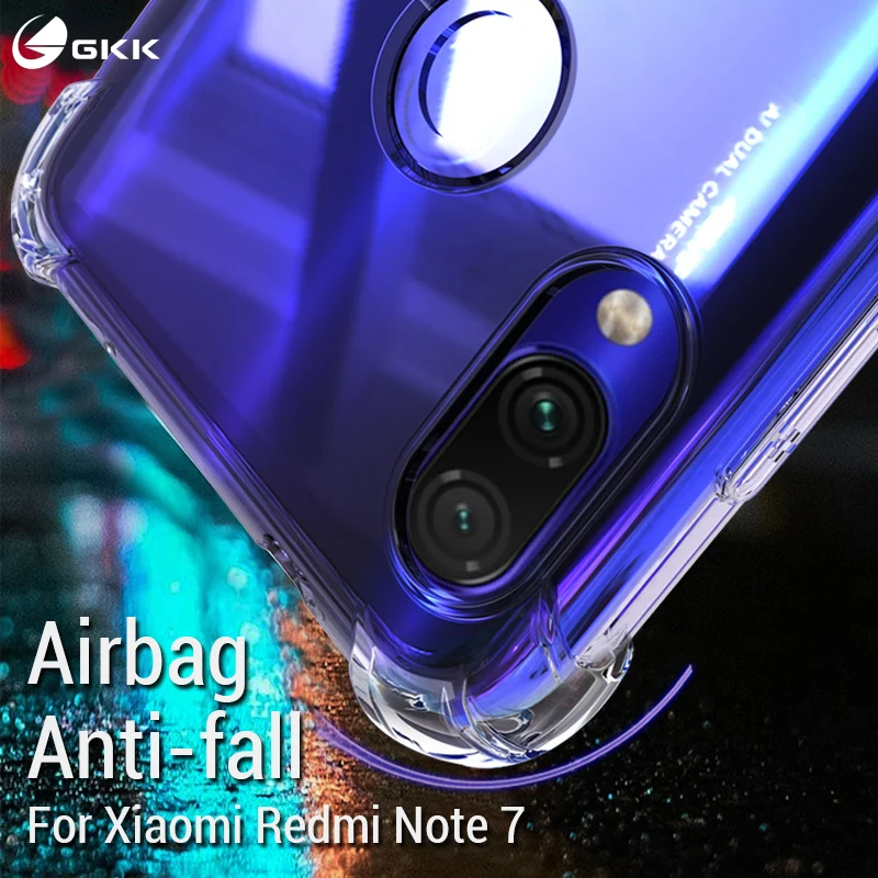 Чехол GKK для Redmi note 7 прозрачный усиленный уголок полная защита противоударный