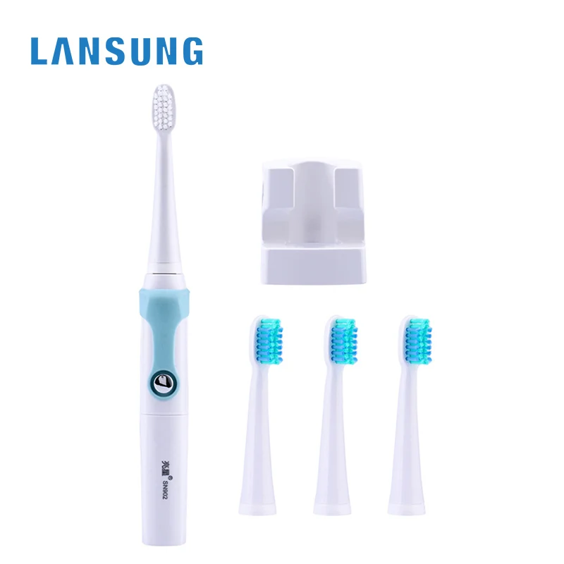 

LANSUNG Wireless Charge Electric Toothbrush Waterproof Sonic Tooth Brushes 4pcs Replacement Heads for Adult 3 Modes Timer Brush