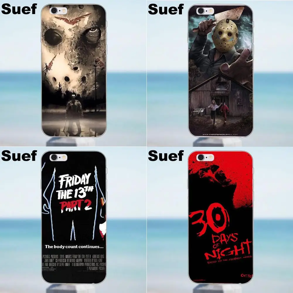 Мягкий Сотовый телефон Friday 13th Horror Jason для iPhone X 4 4S 5 5S 5C SE 6 6S 7 8 Plus Samsung Galaxy A3 A5 J1 J3 J5 J7